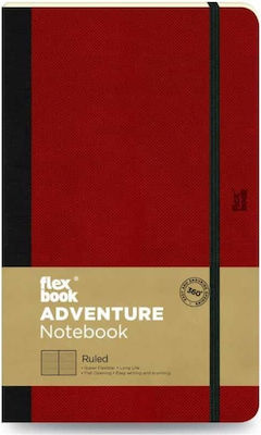 The Writing Fields Adventure Caiet A5 Cu dungi cu Elastic Roșu