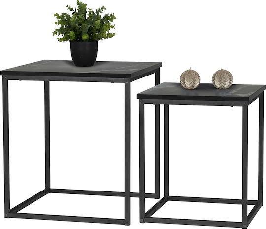 Quadratisches Zigon Grelay Holz Marmor 2 Stück M45xB45xH50cm