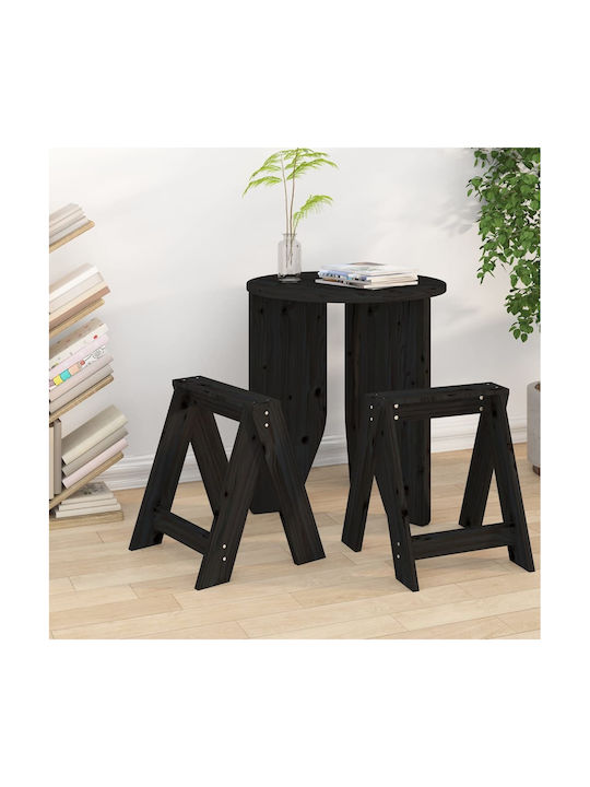 Stool For Kitchen Wooden Black 2pcs 40x40x45cm