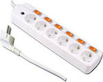 EDM Grupo 6-Outlet Power Strip 1.5m White