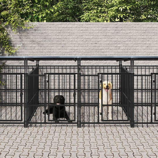 vidaXL Metallisches Hundepark 588x198x128cm Schwarz