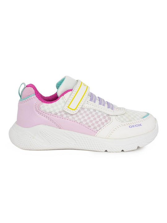 Geox Παιδικά Sneakers με Σκρατς για Κορίτσι White / Pink