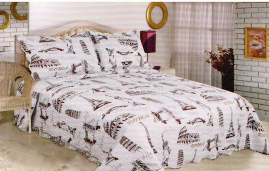 Silk Fashion AG3229 Σετ Κουβερλί Μονό Microfiber Εκρού 160x220cm 2τμχ