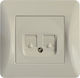 Lineme Διπλή Πρίζα Δικτύου και Τηλεφώνου RJ45/RJ11 με Πλαίσιο Τύπου Cat6 σε Μπεζ Χρώμα 50-00120-30