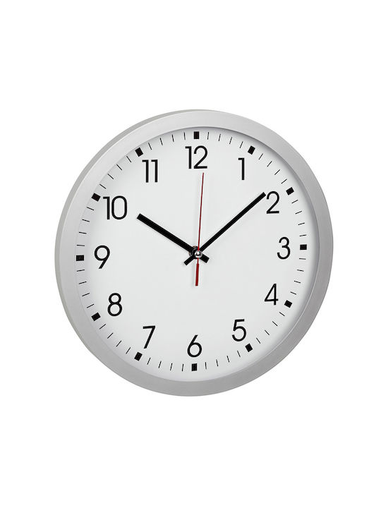TFA Wanduhr Kunststoff Silber Ø30cm