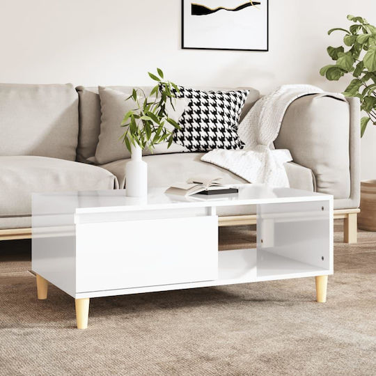 Rechteckig Couchtisch Holz Glossy White B90xT50xH36.5cm
