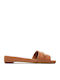 Alaina Leather Women's Flat Sandals in Brown Color