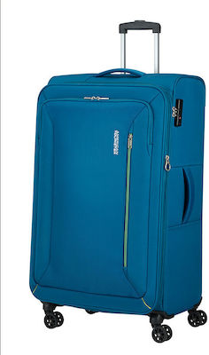 American Tourister Hyperspeed Large Travel Suitcase Fabric Deep Teal with 4 Wheels Height 80cm.