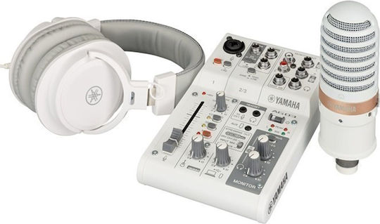 Yamaha Live Streaming Pack AG03MK2-W Εξωτερική Επαγγελματική Κάρτα Ήχου με Σύνδεση USB White