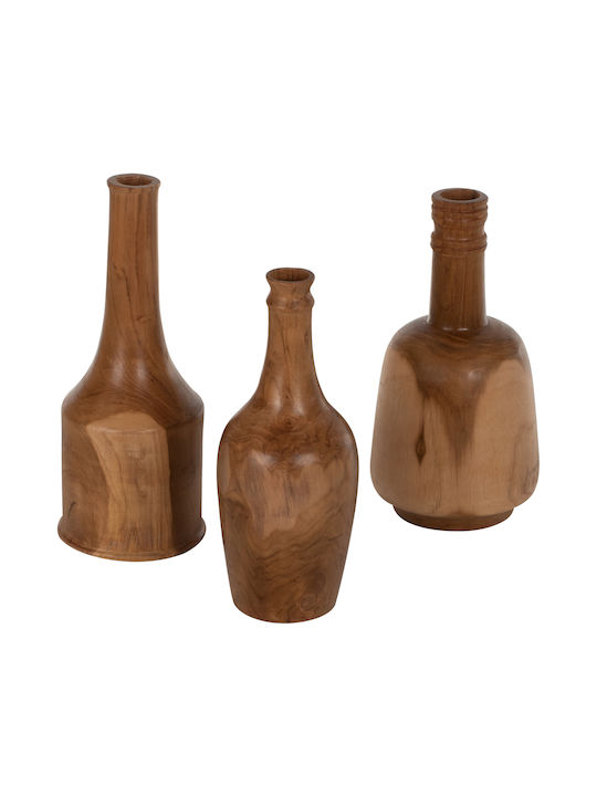 HomeMarkt Set Dekorative Vasen Hölzernes Braune Y14cm 3Stücke