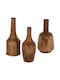 HomeMarkt Set Dekorative Vasen Hölzernes Braune Y14cm 3Stücke