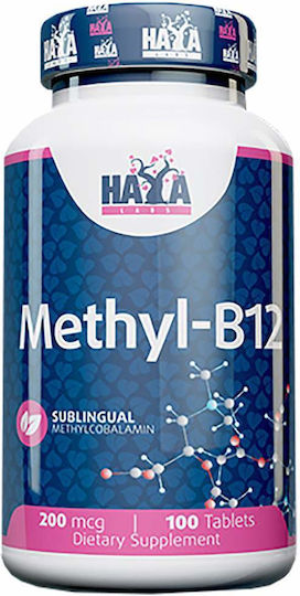 Haya Labs Methyl B12 Витамин за здравето на Нервната система 200mcg 100 Таблетки