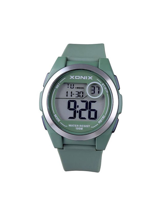 Xonix Ψηφιακό Ρολόι Χρονογράφος Μπαταρίας με Καουτσούκ Λουράκι σε Πράσινο χρώμα