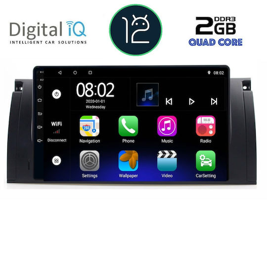 Digital IQ Car Audio System for BMW Series 5 (E39) / X5 (E53) / X5 / Series 5 / E39 1997-2005 (Bluetooth/USB/AUX/WiFi/GPS/Apple-Carplay/Android-Auto/CD) with Touch Screen 9"