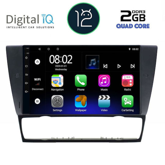 Digital IQ Car Audio System for BMW Series 3 / Series 3 (E90) / E91 / E92 / E90 E90/E91/E92/E93 (Bluetooth/USB/AUX/WiFi/GPS/Apple-Carplay/Android-Auto/CD) with Touch Screen 9"