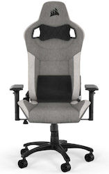 Corsair T3 Rush Fabric (2023) Υφασμάτινη Καρέκλα Gaming με Ρυθμιζόμενα Μπράτσα Γκρι/Λευκό