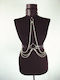 Leather & Latex Outfit Women's Leather Top with Necklace & Chains Black