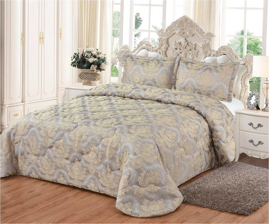 Liolios Home Σετ Πάπλωμα Υπέρδιπλο 240x250εκ. Classico 1875 Dark Grey 3τμχ 240 GSM