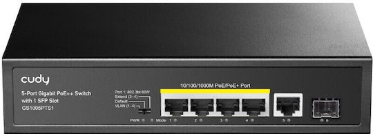 Cudy GS1005PTS1 Unmanaged L2 PoE+ Switch με 5 Θύρες Gigabit (1Gbps) Ethernet και 1 SFP Θύρα