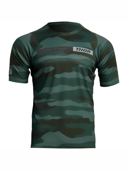 Thor MX Assist Pentru bărbați Tricou Motocicletă Mânecă scurtă Camo Green