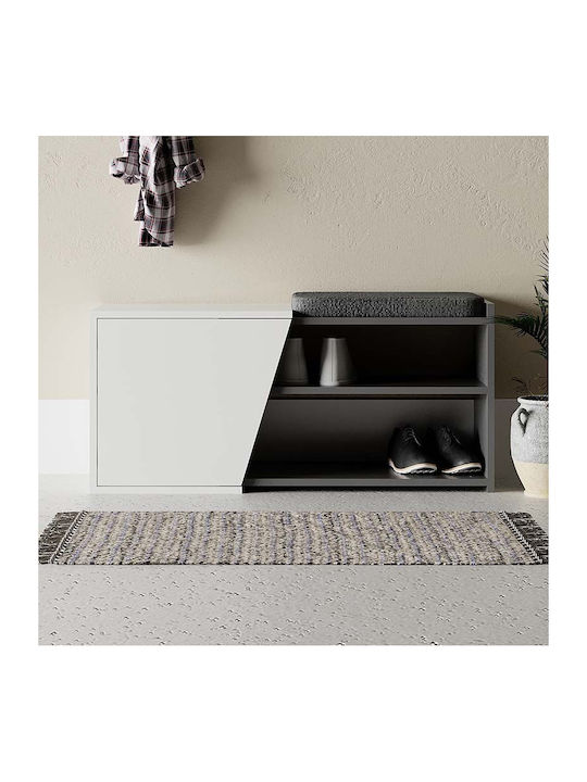 Holz Schuhschrank Fiona mit 2 Regalen White / C...