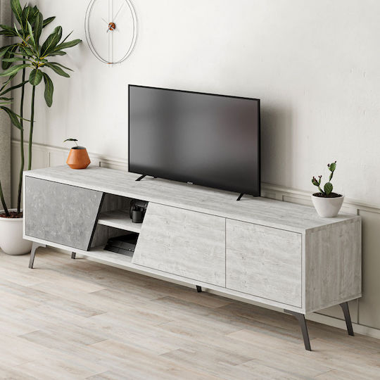 TV Stand Wooden Fiona White Gray M180xD35.6xH48cm