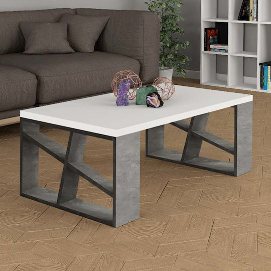 Rectangular Central Coffee Table Honey Wooden Gray Retro White M105xW60xH40cm