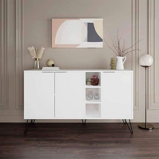 Μπουφές Flynn Ξύλινος Λευκός 142x35.6x83cm Μπουφές Flynn Ξύλινος Λευκός 142x35.6x83cm