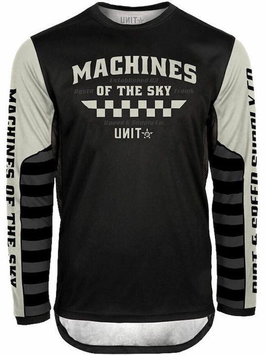 Unit Trial Pentru bărbați Tricou Motocross Mânecă lungă Black/Grey