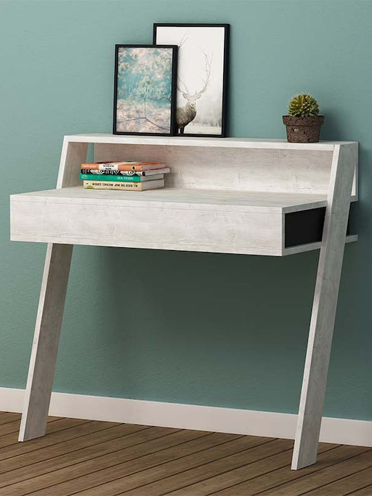 Secretary Desk Cowork Wooden White Antique 94x5...
