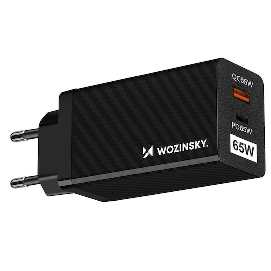 Wozinsky Wireless Charger GaN With USB-A Output Port And USB-C Output Port 65W Power Delivery Quick Charge 3.0 Black (WWCG01)