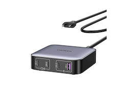 Ugreen Ladestation GaN mit USB-A Anschluss und 3 USB-C Anschlüsse 100W Stromlieferung / Schnellaufladung 4.0 in Schwarz Farbe (Nexode CD328)