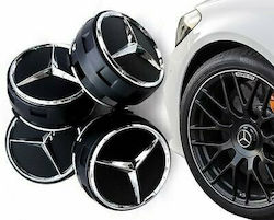 Τάπες Κέντρου Ζάντας Mercedes Benz με Εσωτερική Διάμετρο 75mm Μαύρες 4τμχ