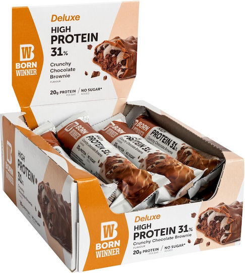 Born Winner Deluxe High Protein Bars with 31% Protein & Flavor Crunchy Chocolate Brownie 12x64gr