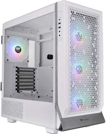 Thermaltake Ceres 500 TG ARGB Геймърско бюро Midi Tower Компютърна кутия със страничен прозорец Сняг