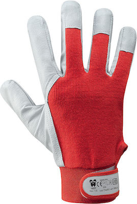 Neri Spa 376050 Βαμβακερά Γάντια Εργασίας Δερμάτινα Κόκκινα