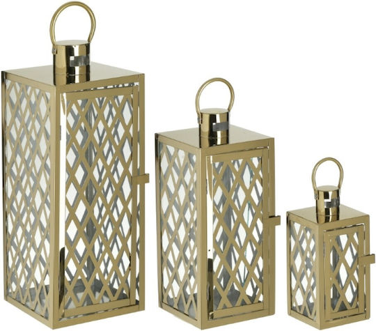 Inart Laterne Set Floortop Gold 3Stück