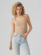 Vero Moda Women's Summer Blouse Cotton Sleeveless Beige