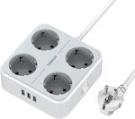 Tessan 4-Outlet Power Strip with USB 1.5m Gray