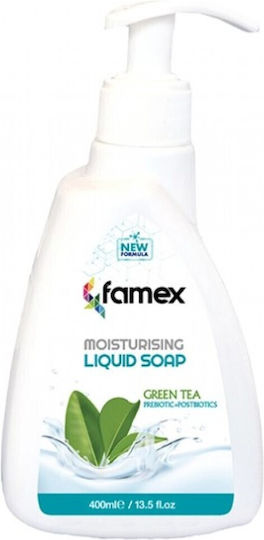 Famex Green Tea Κρεμοσάπουνο με Αντλία Πράσινο Τσάι Moisturising Liquid Soap 400ml