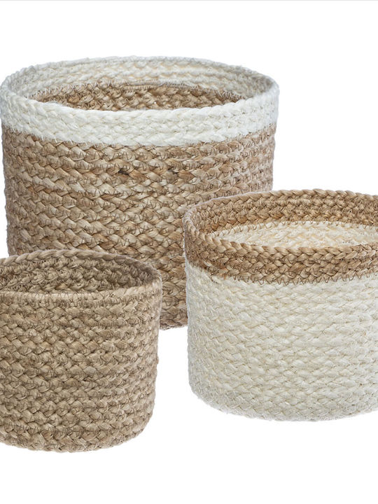 Wicker Decorative Baskets Set White 3pcs Spitishop