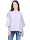 Karl Lagerfeld Women's Summer Blouse Cotton Short Sleeve Purple