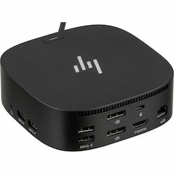 HP G5 USB-C Stație de andocare cu HDMI/DisplayPort 4K PD Ethernet și conexiune 2 monitoare Negru