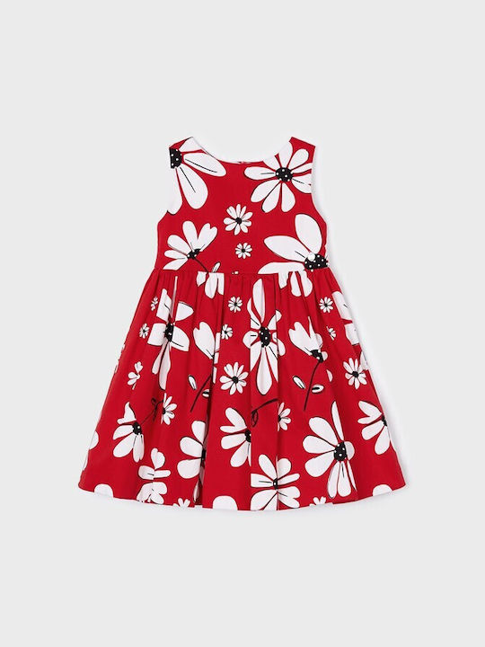 Mayoral Παιδικό Φόρεμα Floral Αμάνικο Κόκκινο