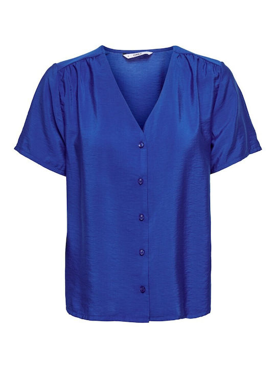 Only Women's Short Sleeve Shirt Blue