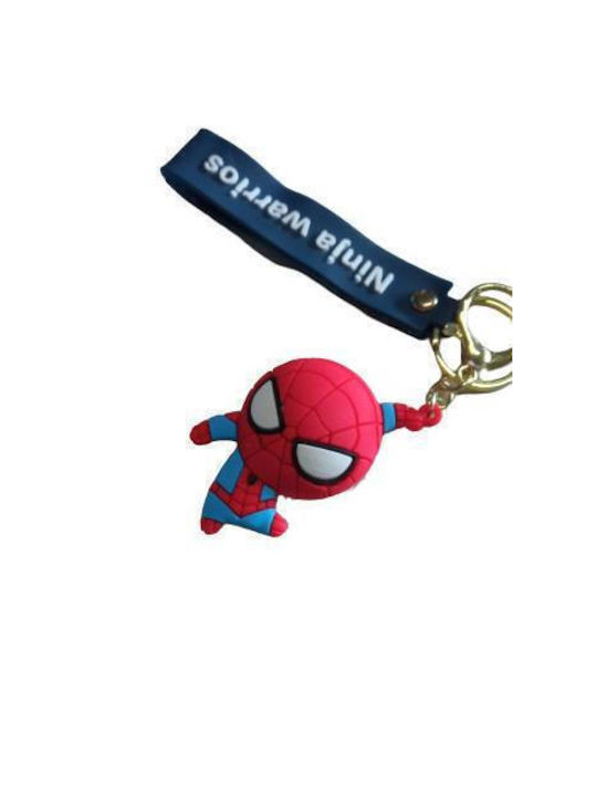 Schlüsselanhänger Miniatur Ninja Warrios SpiderMan aus Gummi in roter Farbe 6cm