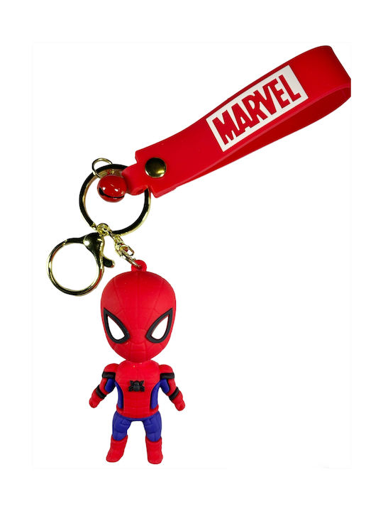 Keychain miniature Marvel Spider Man made of rubber in red color 7cm