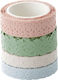 Folia Adhesive Decoration Tape Παστέλ 4pcs Washi Tape Pink / Fuchsia Embossed 4pcs 29401