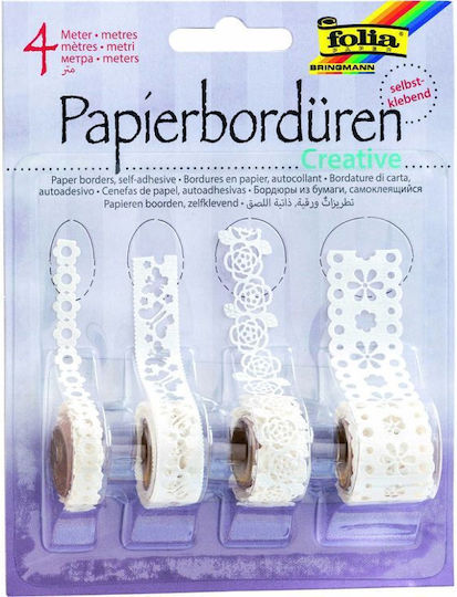 Folia Adhesive Decoration Tape 1pcs Paper Borders 4 Designs Cardboard White