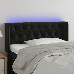 vidaXL LED Fabric Bed Headboard Black 103x88cm